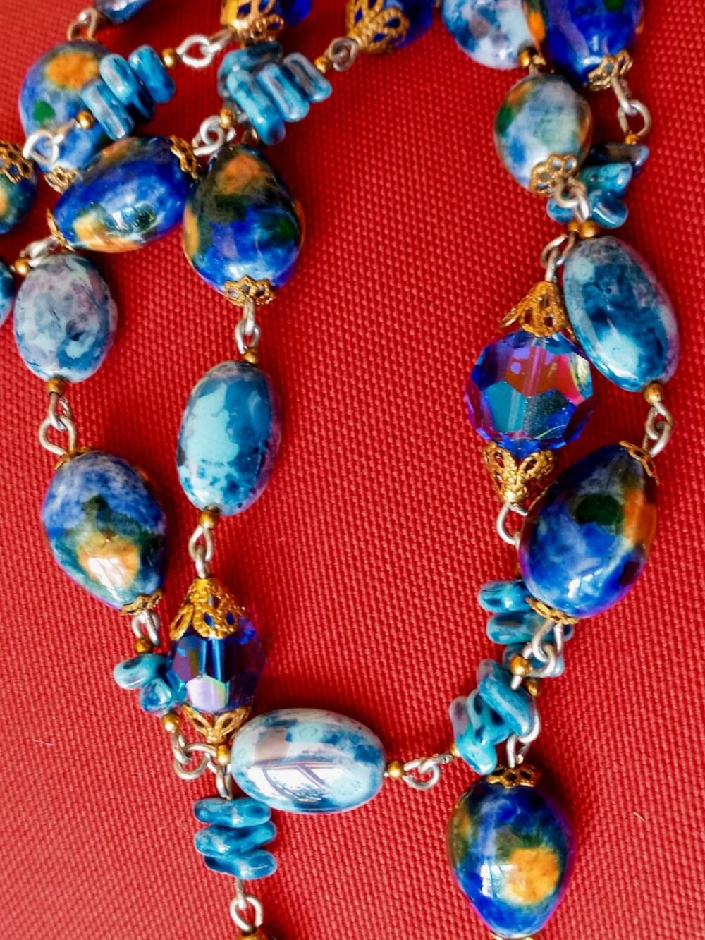 VTG 1930s Art Deco Murano Venetian Glass Choker Fixed Continuous Slip On Strand